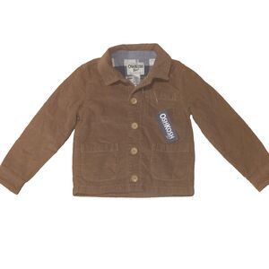 Oshkosh B'Gosh 4T Toddlers Corduroy Jacket Brown Tan Button Up Coat Lined NEW